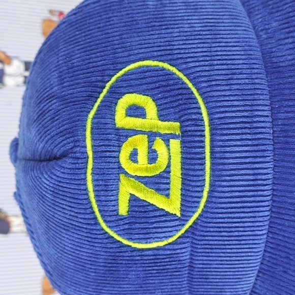 Vintage Zep stitched logo royal blue corduroy foam front panel snapback hat cap - Picture 6 of 8